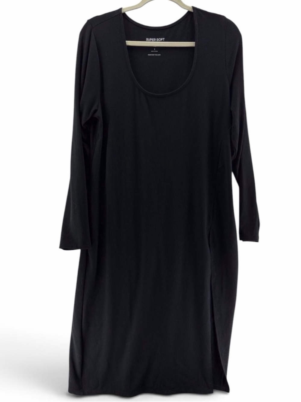 Torrid Black Super Soft Rib Knit Long Sleeve Scoop Neck Dress Size 1(14/16)-NWT
